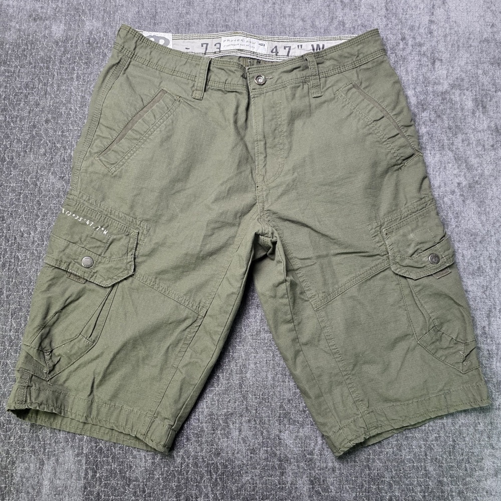 Projek Raw Cargo Shorts Mens 32 Cotton Ripstop Utility Military Outdoor 13" Ins